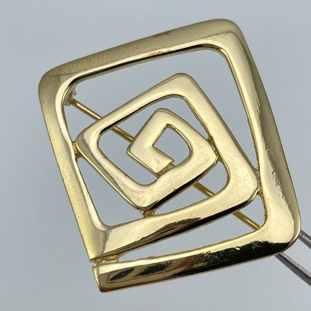 Vintage Minimalist Geometric Gold Tone Brooch Retro Cute Fun Funky Classic